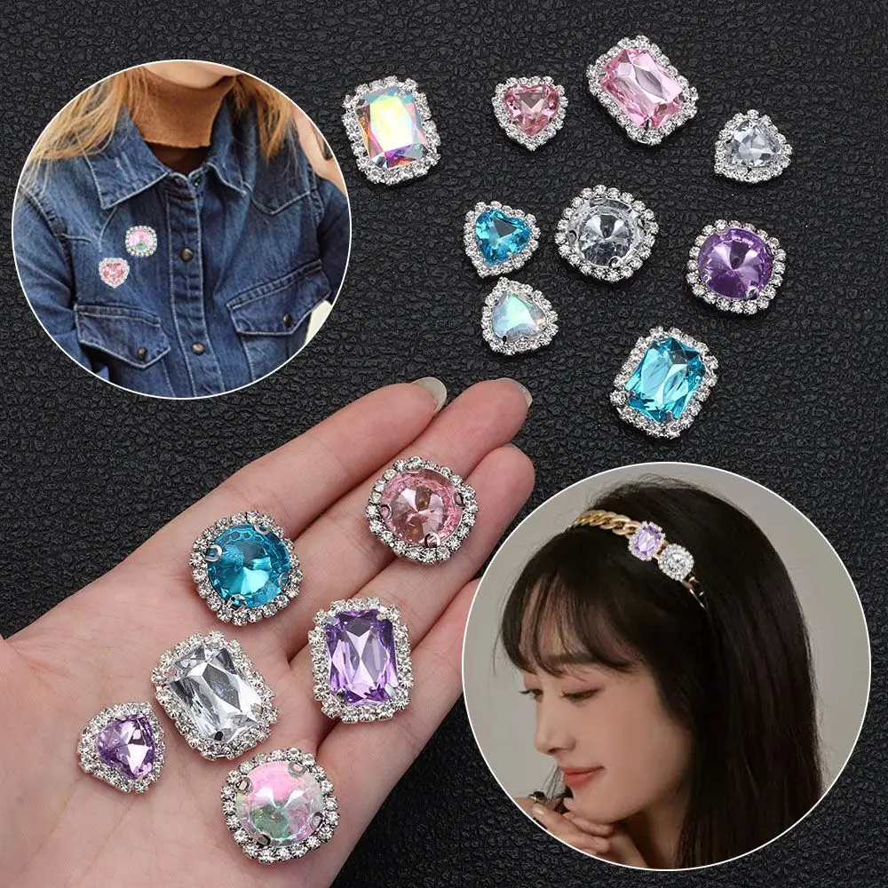 

10pcs/set Round Love Heart Garment Decorative Bow Accessories Scrapbooking Sparkling Crystal Acrylic Rhinestone Sewing Button