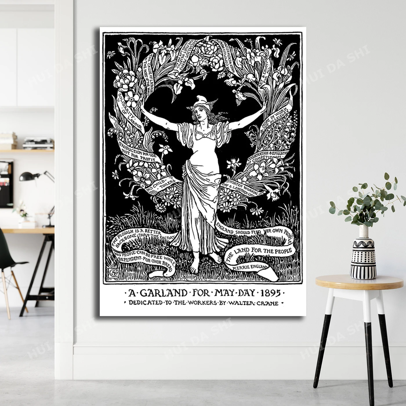 

Walter Crane A garland for May Day 1895 Socialist Print