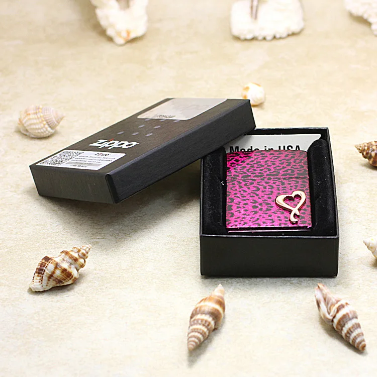 

Genuine Zippo oil lighter copper windproof Red Leopard Print carving cigarette Kerosene lighter Gift anti-counterfeiting code