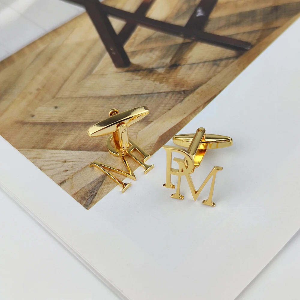 Dainty Personalized Custom Made 2 Initials Nameplate Charm Letter Cufflinks Stainless Steel Twins Cuff Jewelry Men Suit Gift | Украшения и