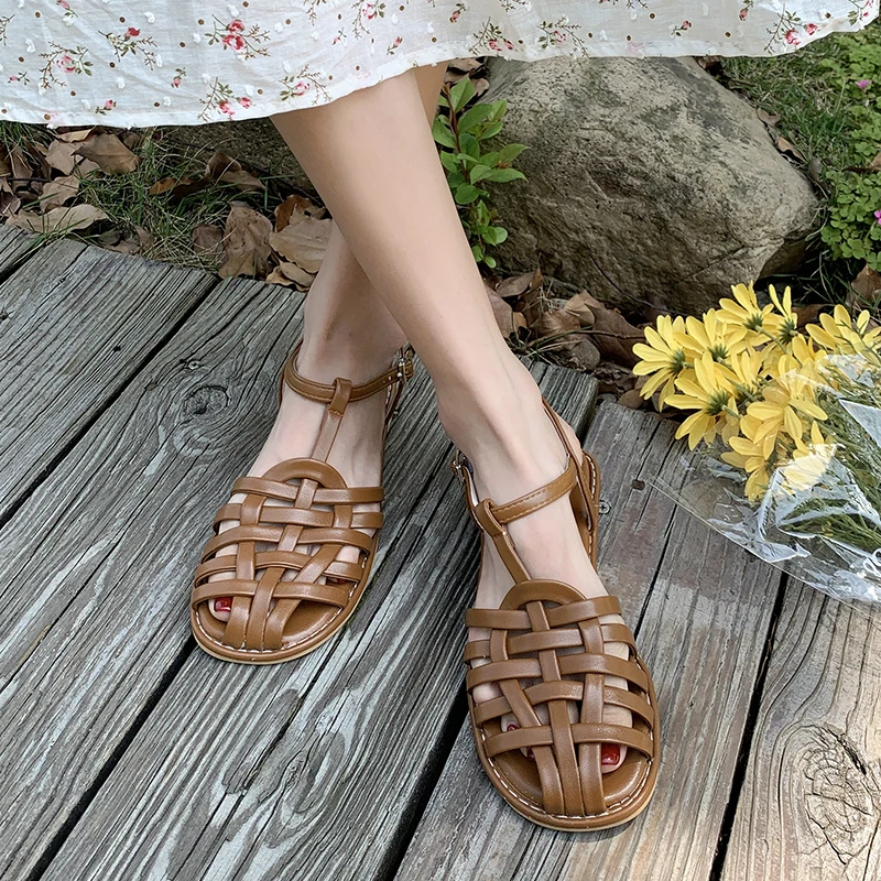 

Fashion Womens Shoes 2021 Breathable Beige Heeled Sandals Buckle Strap Luxury Black Girls Gladiator New Low Summer Retro Comfort