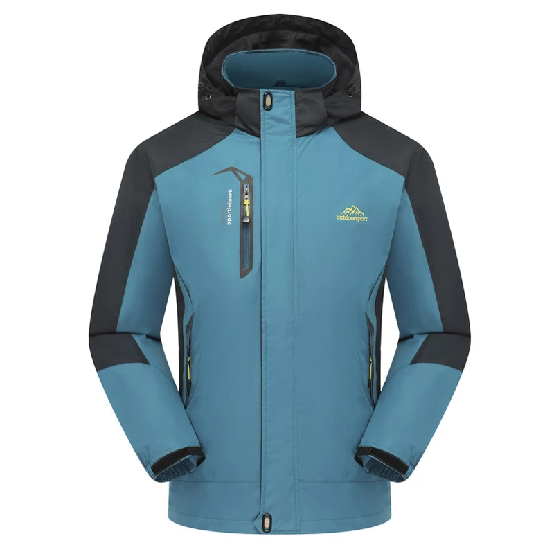 Mountainskin 5XL мужские куртки водонепроницаемые весенние пальто с капюшоном для мужчин и женщин верхняя одежда армейская однотонная Повседневная брендовая мужская одежда, SA153 - Цвет: Men Lake Blue