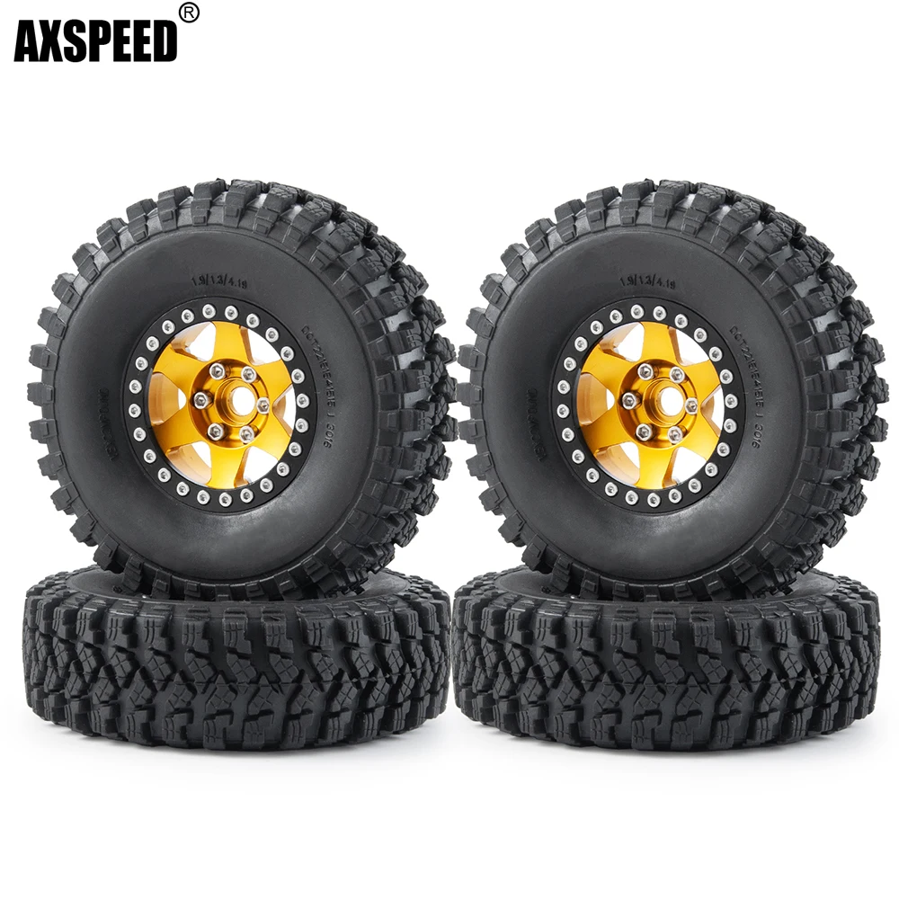 

AXSPEED 4Pcs 1.9 inch 106mm Rubber Tires & Wheel Rims Set for 1/10 Axial SCX10 90046 CC01 Wraith RC Crawler Cars