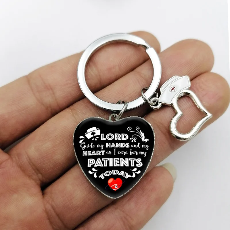 Мода шапочка медсестры кулон сердце брелок Стекло вдохновляющие письмо