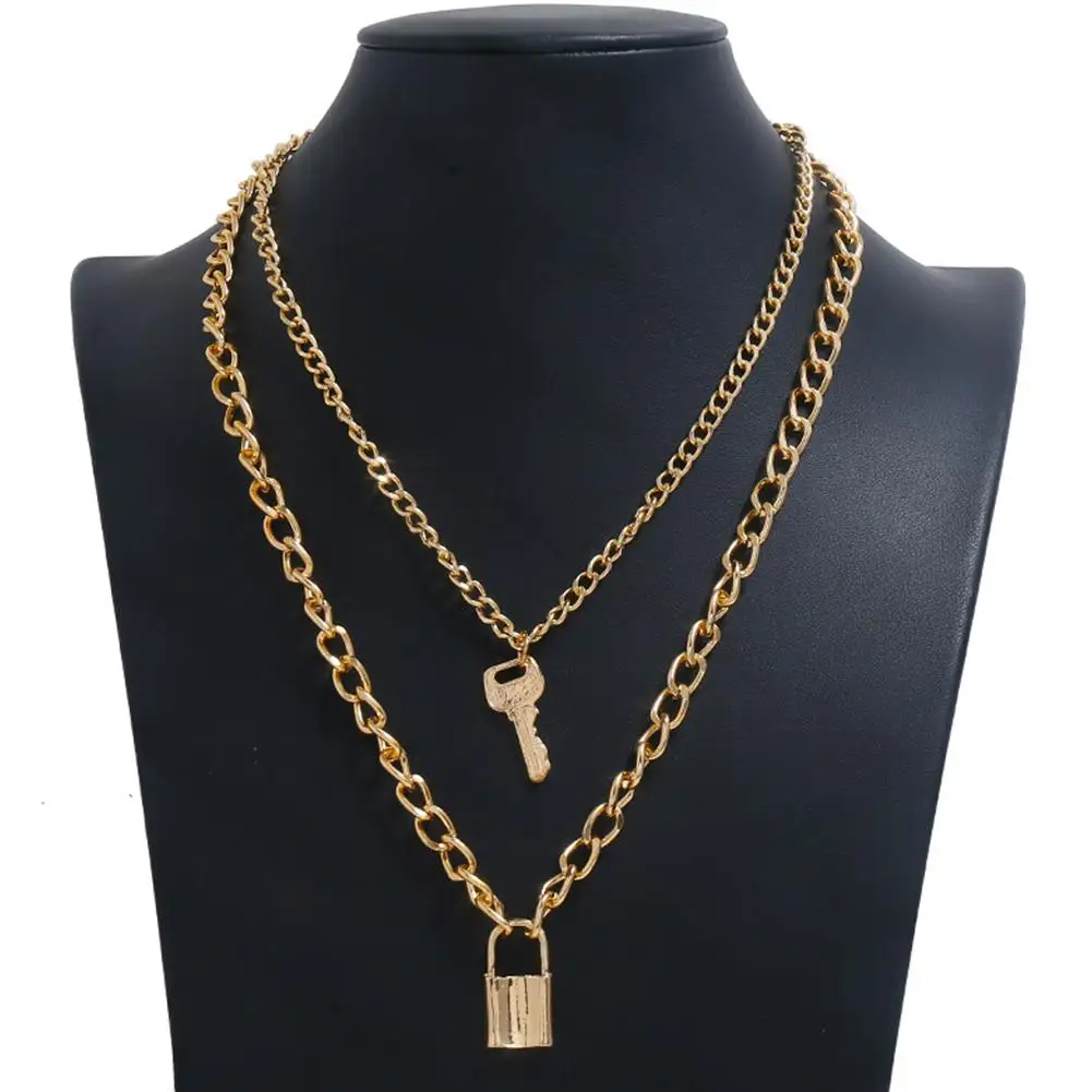 Женская мода панк хип хоп многослойная простая винтажная подвеска в виде ключа и