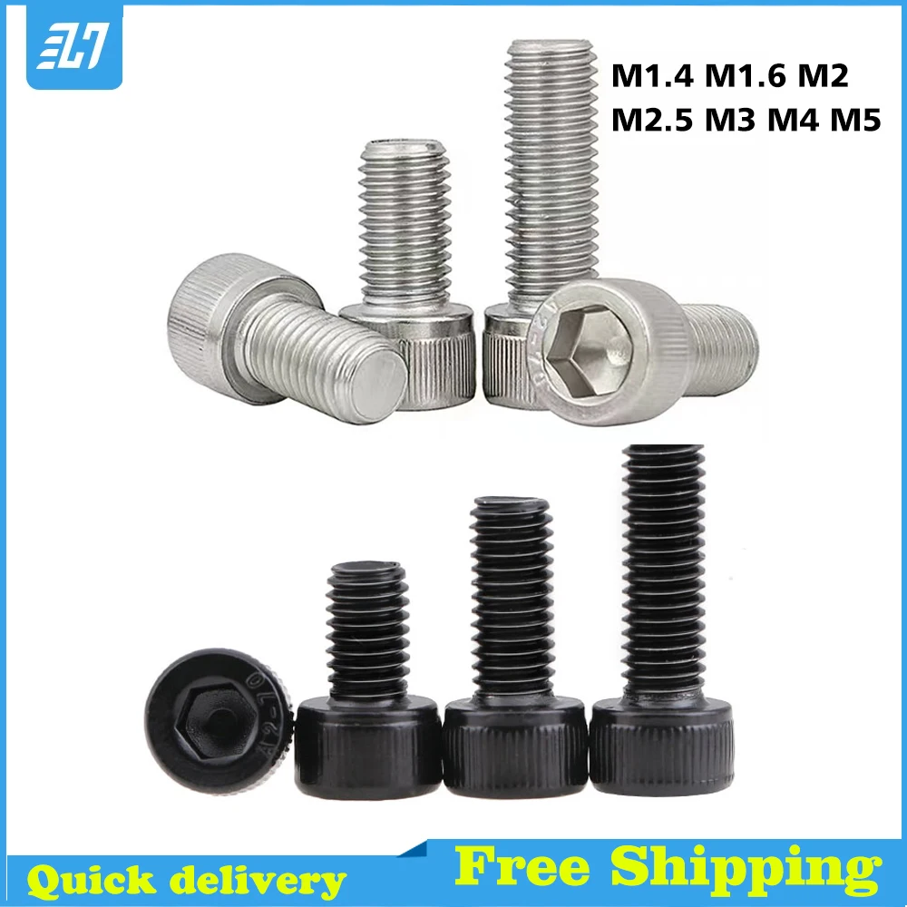 

Hex Socket Head Cap Machine Screw Metric Thread Allen Bolt 304 Stainless Steel Black Grade 12.9 DIN912 M1.4 M1.6 M2 M2.5 M3M4M5
