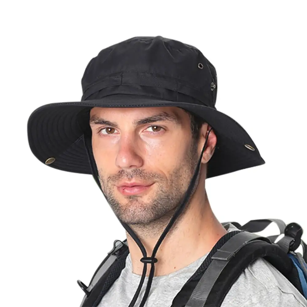قبعة صياد مقاومة للماء ، سريعة الجفاف ، قابلة للتعديل ، في الهواء الطلق ، مع سلسلة الذقن