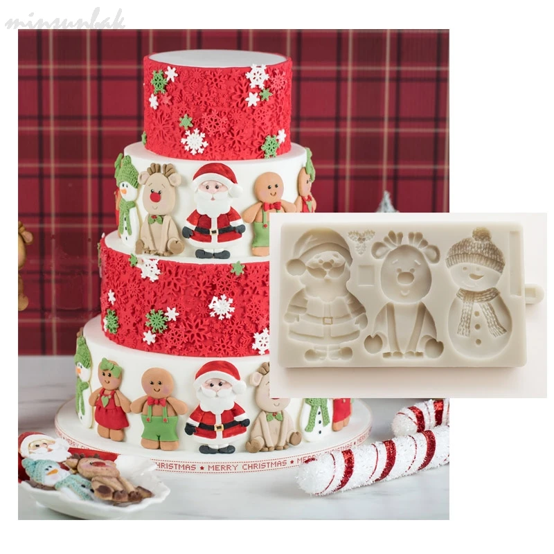 Рождественская силиконовая форма minsunbak для печенья помадки инструменты