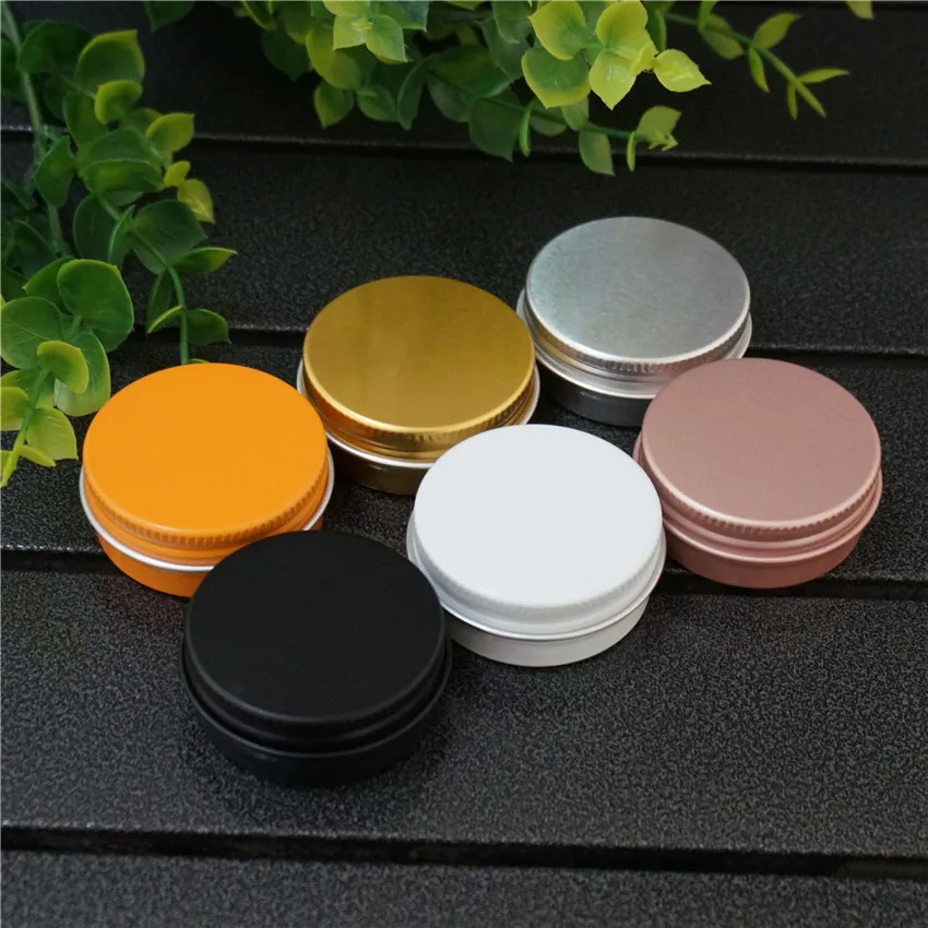 

15g Orange/Gold/Black/Silver Empty Aluminum Box Metal Tin Cans Round Refillable 15ml White Cream Cosmetic Jar Tea Aluminum Pot