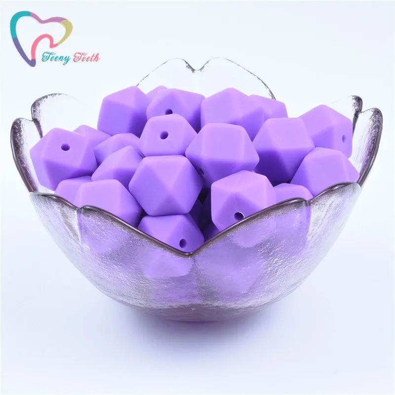 Violet Teeny teeth 10 шт. 14 мм шестигранные Силиконовые бусы для прорезывания зубов детские DIY игрушечный детский душ подарок ожерелье соска цепь Силиконовые бусы - Цвет: Violet