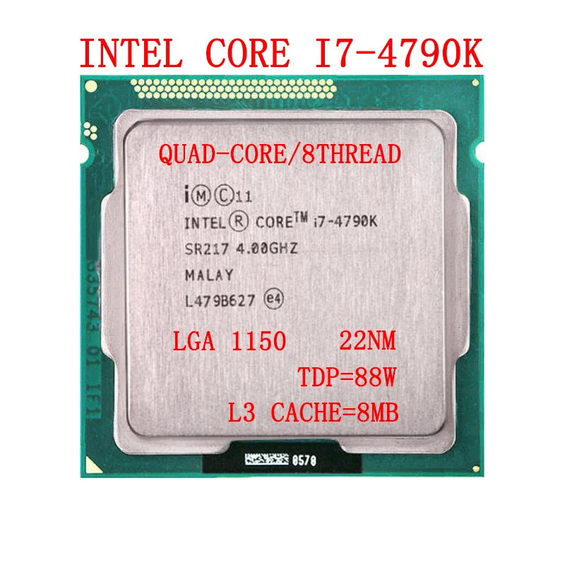 

Intel Core i7 4790K Processor Quad-Core 4.0GHz 8MB Cache With HD Graphic 4600 TDP 88W Desktop LGA 1150 CPU