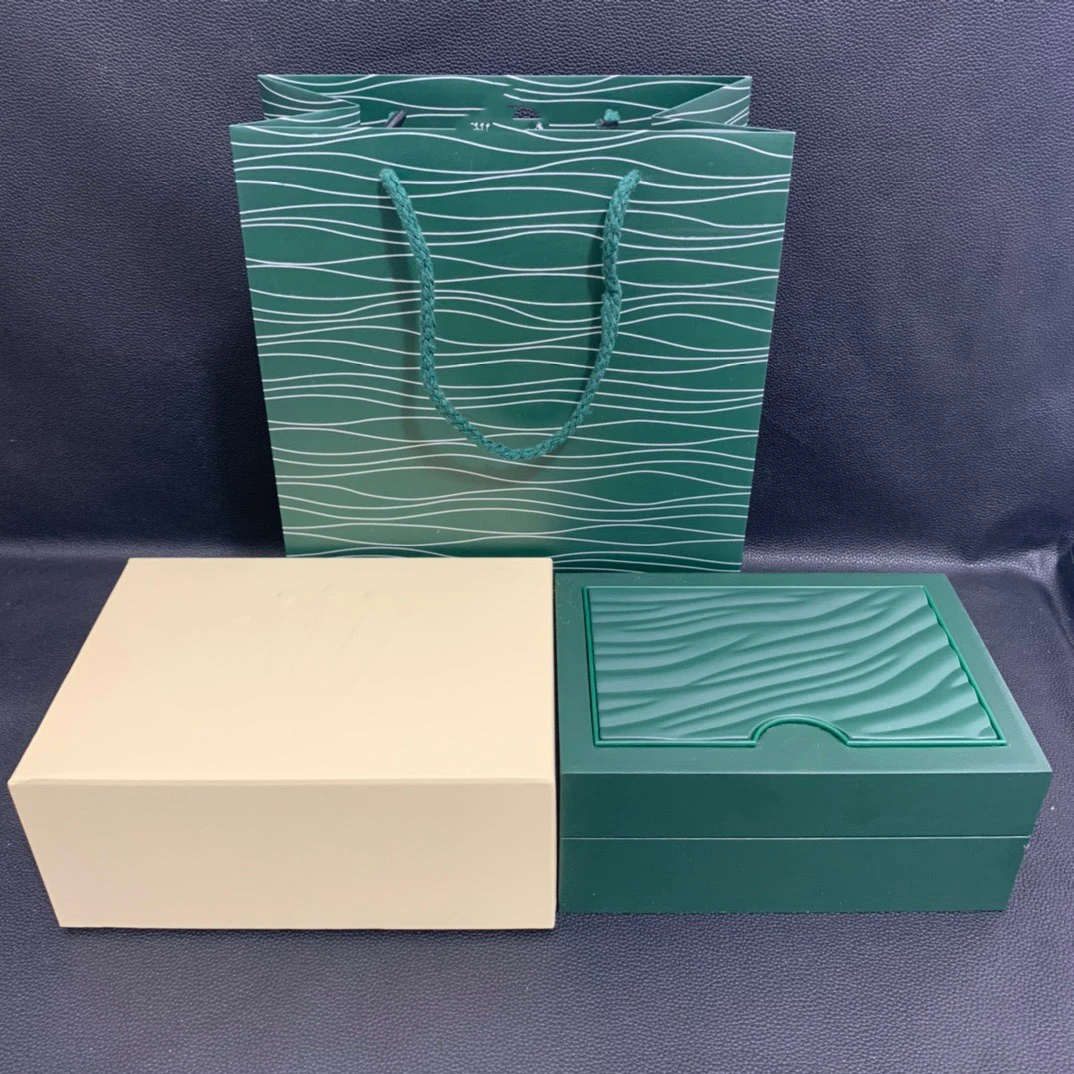 

Luxury best dark green watch box gift wooden watch box, brochure, card, paper and English watch box