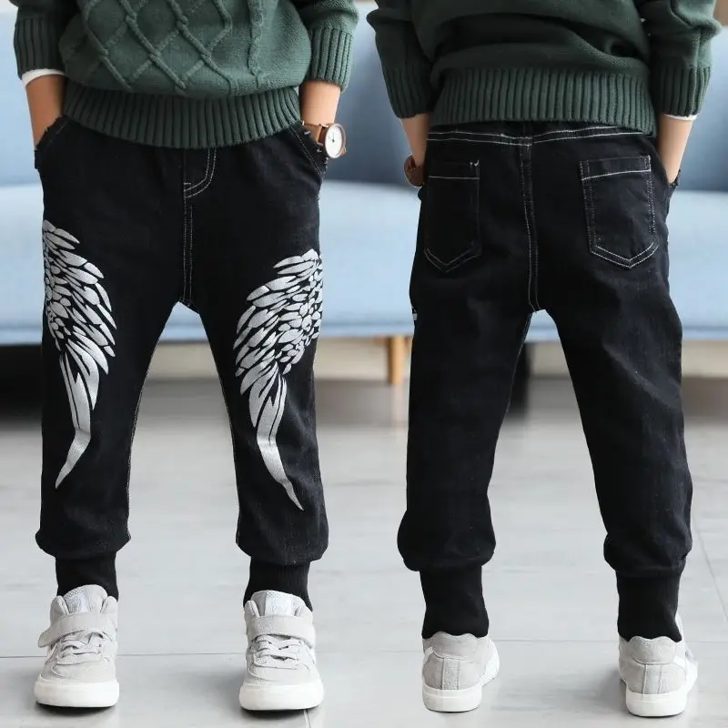 Демисезонные джинсы для мальчиков детская одежда классические брюки джинсовая