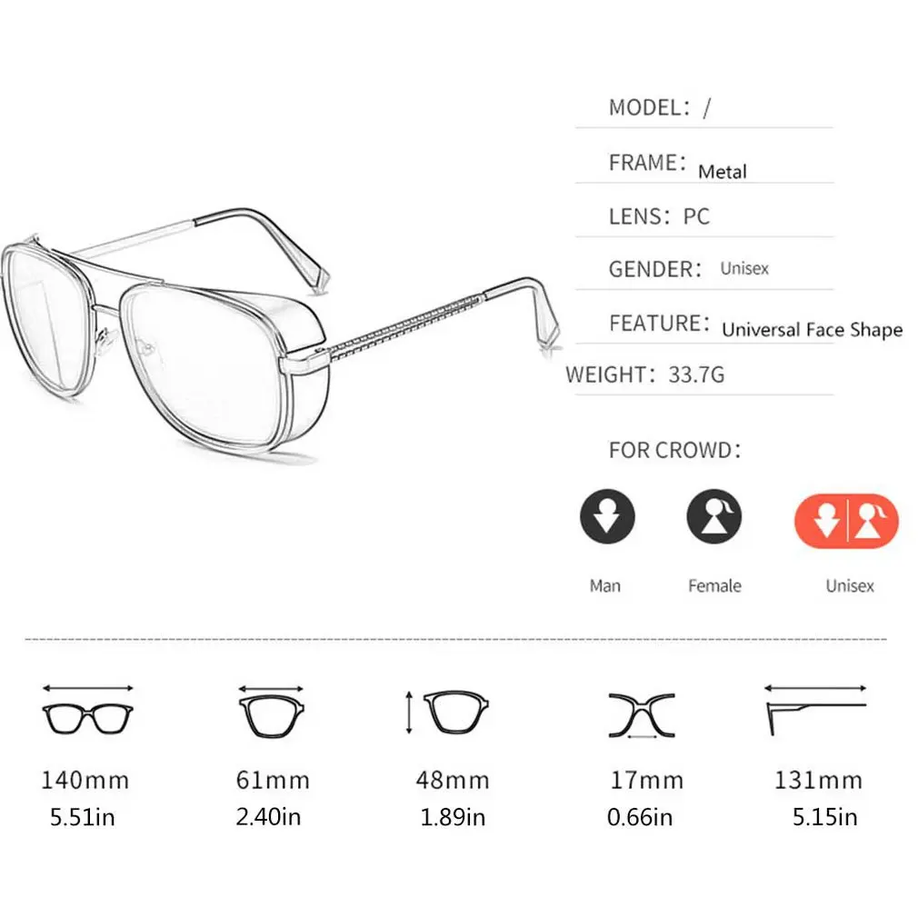 

Luxury Steampunk Men Sunglasses Tony Stark Iron Man Cosplay Spider Man Sun Glasses Vintage Metal Eyewear Steam Punk Sunglass