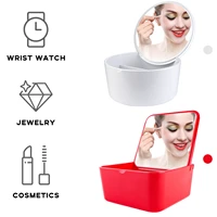 portable makeup mirror set with storage box container vanity mirror desktop organizer for cosmetics