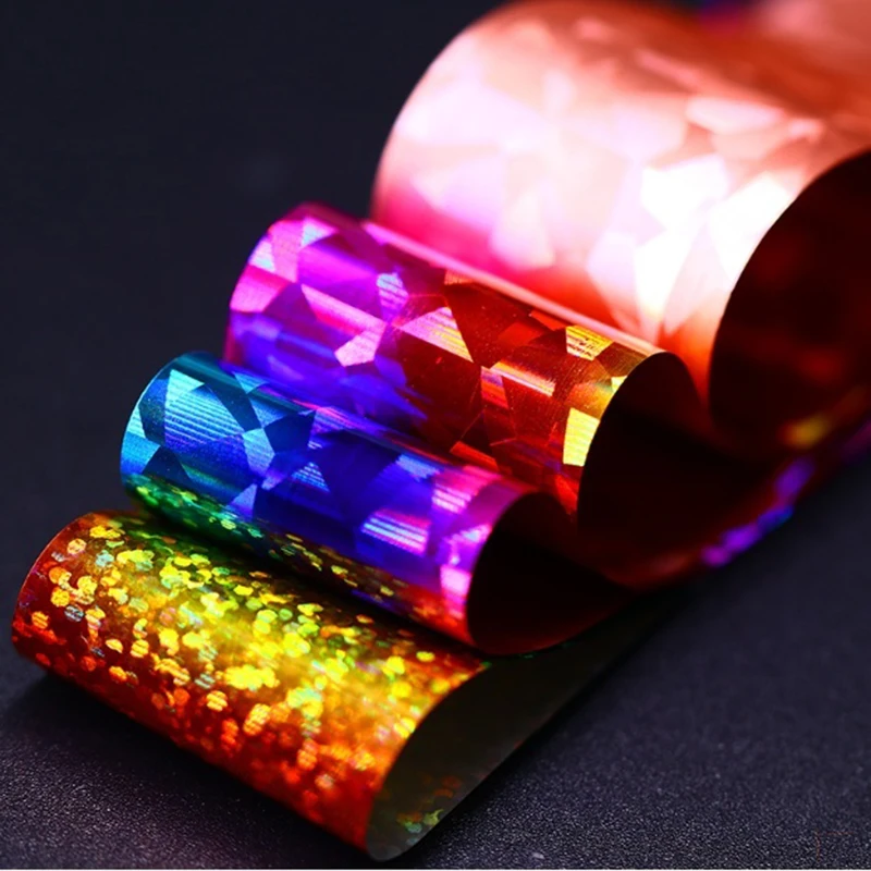 Голографическая Лазерная переводная Фольга для ногтей 10 шт./кор. Набор наклеек