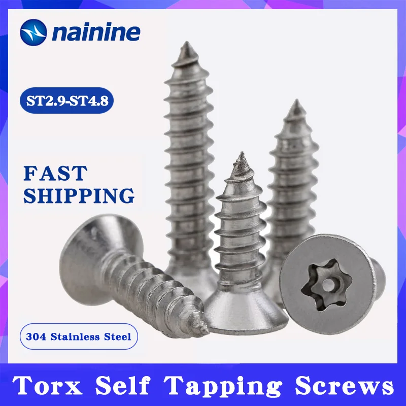 

[ST2.9 ST3.5 ST4.2 ST4.8] 304 Stainless Steel Flat Head Self Tapping Screw Torx Screw Anti-theft Bolt Security Screw