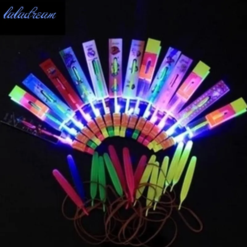 

5pcs/lot Luminous With Lamp Rotary Ejection Aircraft Toys For Children Kinds Luminous Ejection Rubber Band Flying Arrow