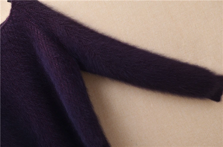 Плотный толстый женский модный плюшевый пуловер из Ангорского кроличьего меха с