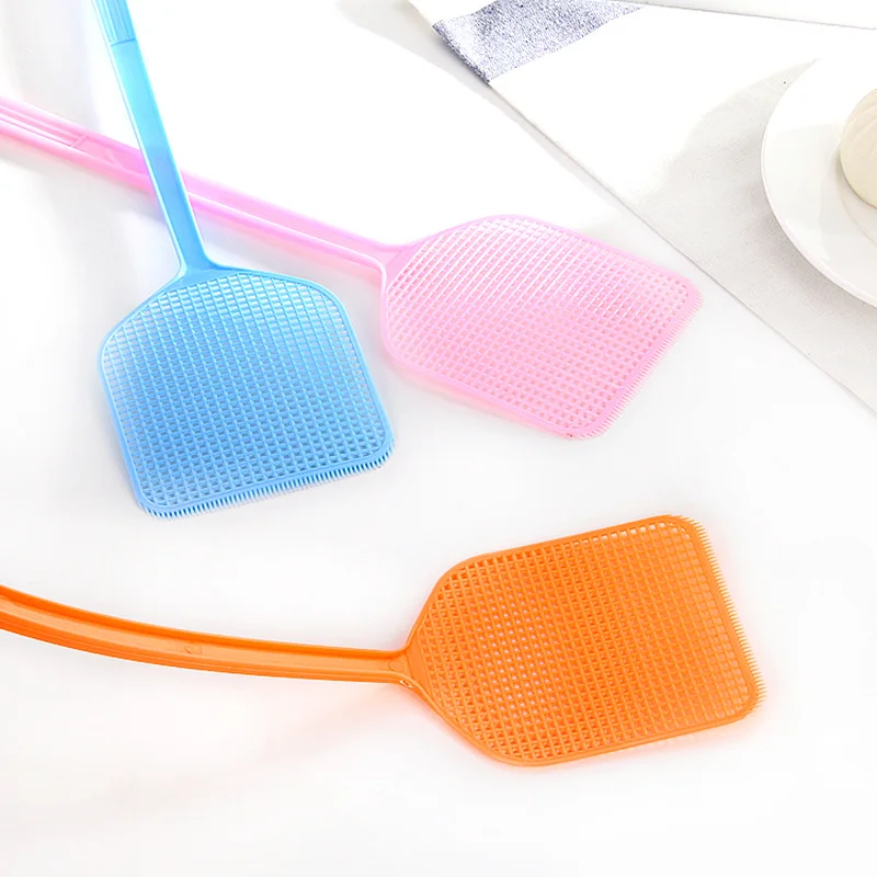 1 шт. пластиковая мухобойка с длинной ручкой случайный цвет|Мухобойки| |