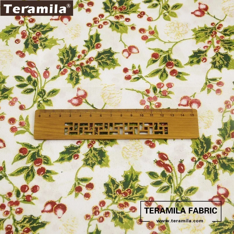 Teramila, Золотая фольга, композитная ткань, с принтом, рождественские листья, узоры, мешок, чулок, декорация, рукоделие, шитье, 50 см x 150 см/штука