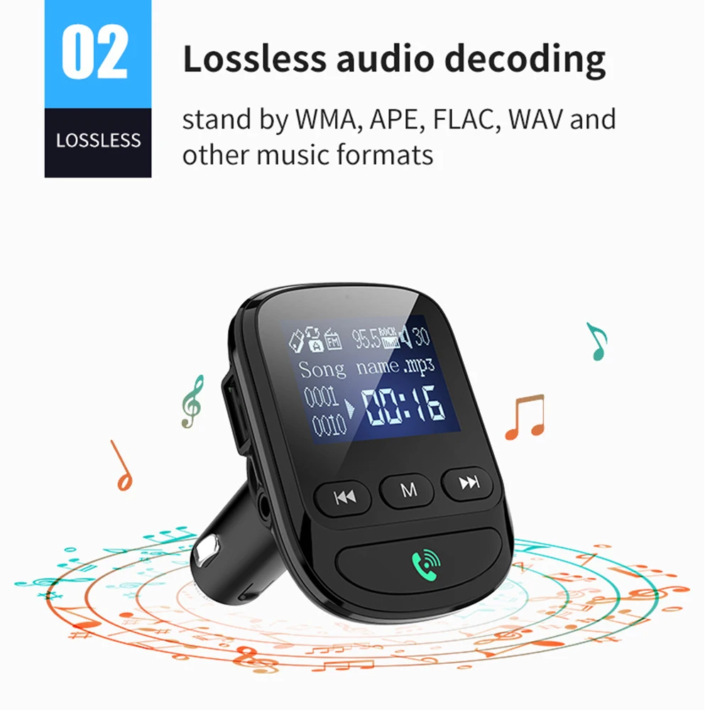

Car MP3 Player 1.44 Inch Large Screen Display QC3.0 Dual USB Car Charging Bluetooth Car FM Transmitter Car Accessories