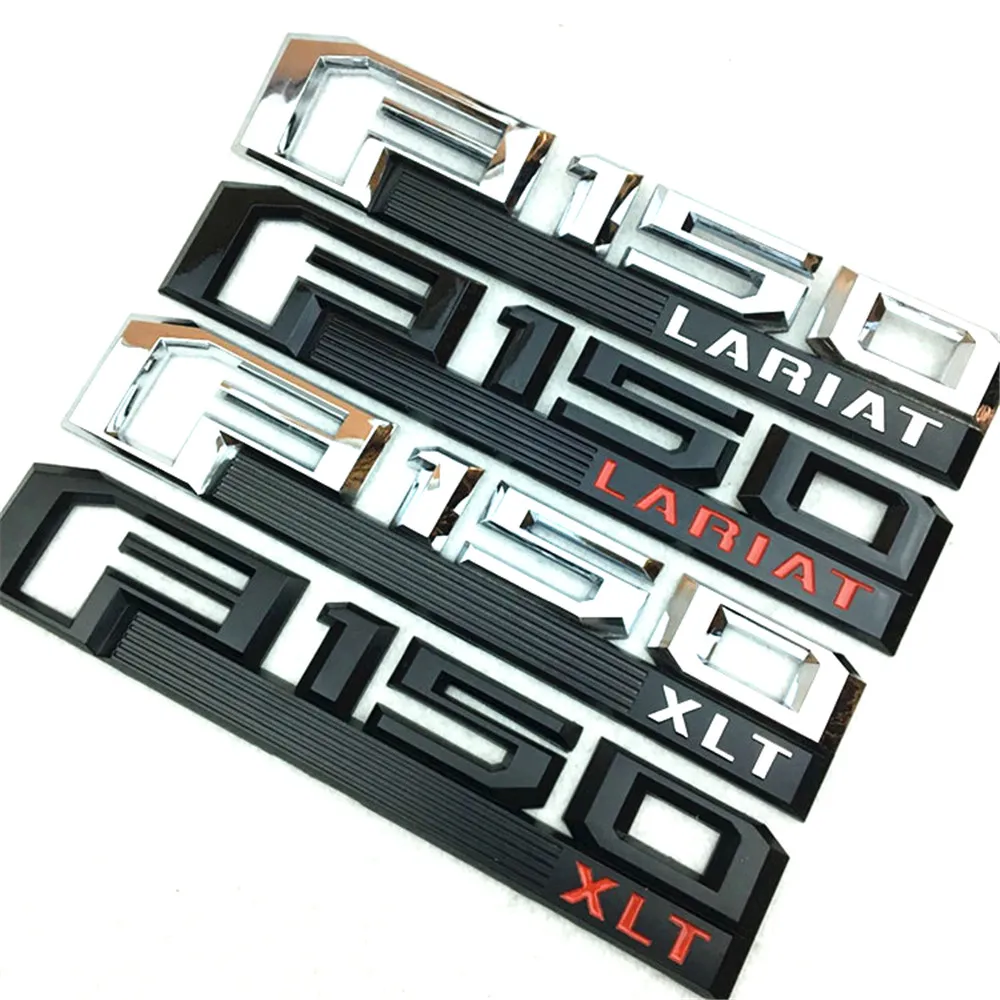 

1PC Chrome Black F150 LARIAT XLT Car Truck Fender Side Tailgate Sticker Emblem 3D Badge Exterior Overlay Decal