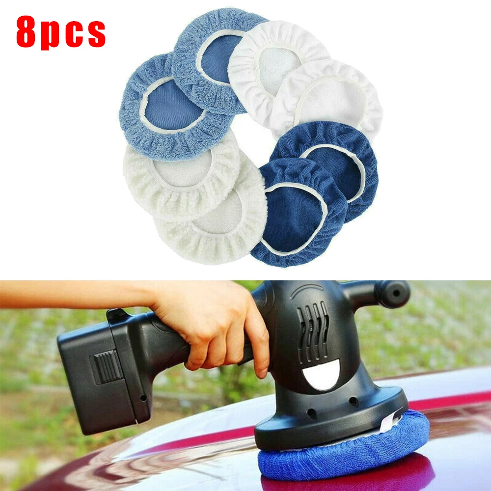 

Buffer Polisher Car Microfiber Polishing Pads 8pcs 9-10Inch Bonnets Hot
