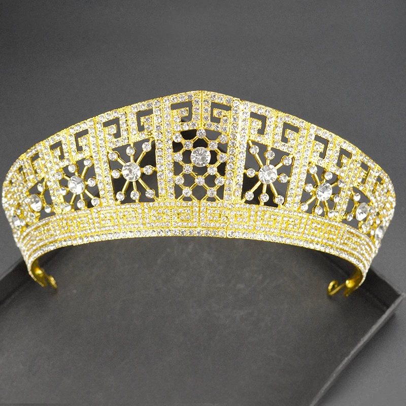 Роскошный Европейский Золотой и Серебряный Королева Корона Ручной Работы