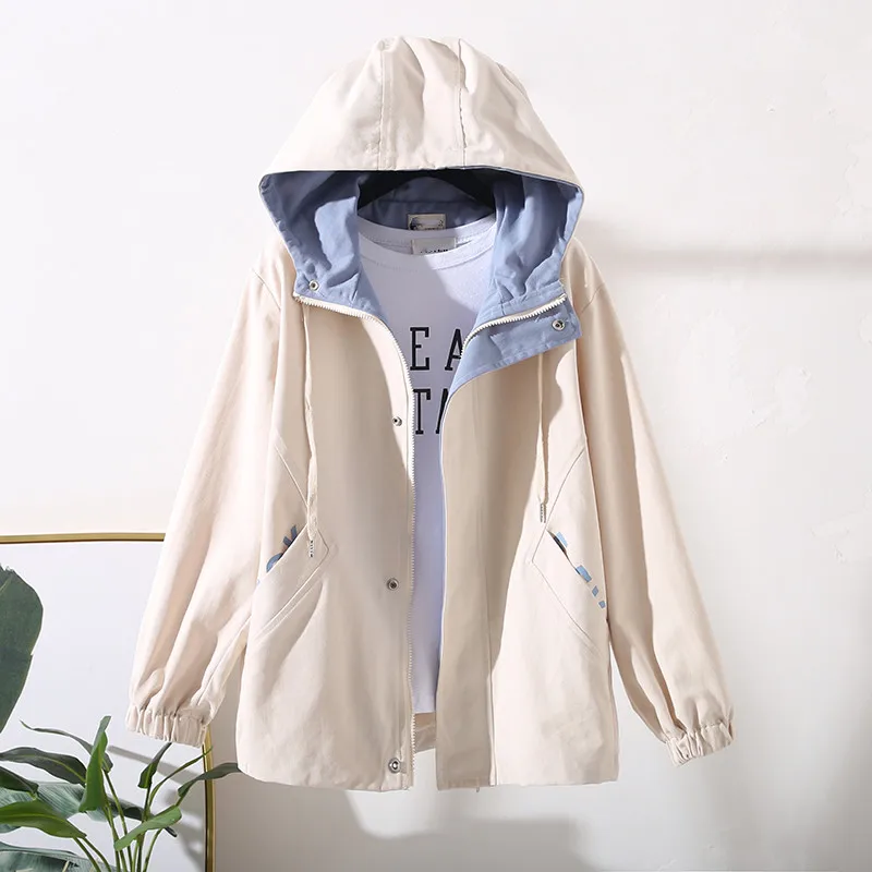 Женское Свободное пальто на молнии Тренч большого размера в Корейском стиле для