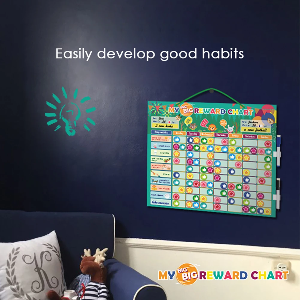 

1 Set Kids Magnetic Reward Chart Flexible Customizable Daily Routine Calendar Toy Behavior Rewarding Board Gift
