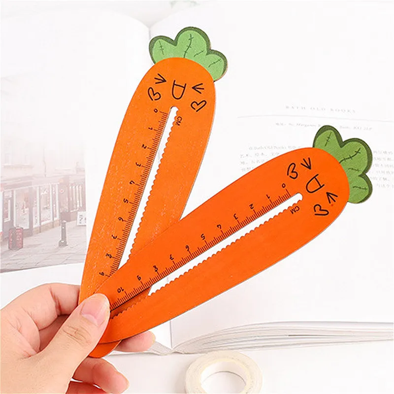 

1pc 12cm Carrot Shape Plastic Ruler Kawaii Multifunctional Drawing Measuring Tool Cute Reading Aid Bookmark Learning Stationery