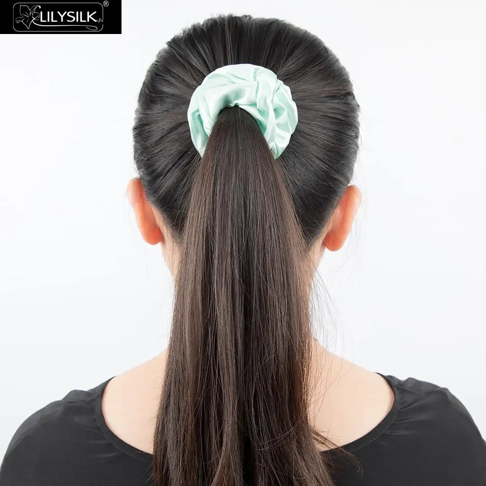 LilySilk Scrunchy Charmeuse Hair Bands Women 100 Pure Silk Head Rope Rubber Girl Accessories Soft Care Luxurious Free Shipping - Цвет: Pale Turquoise
