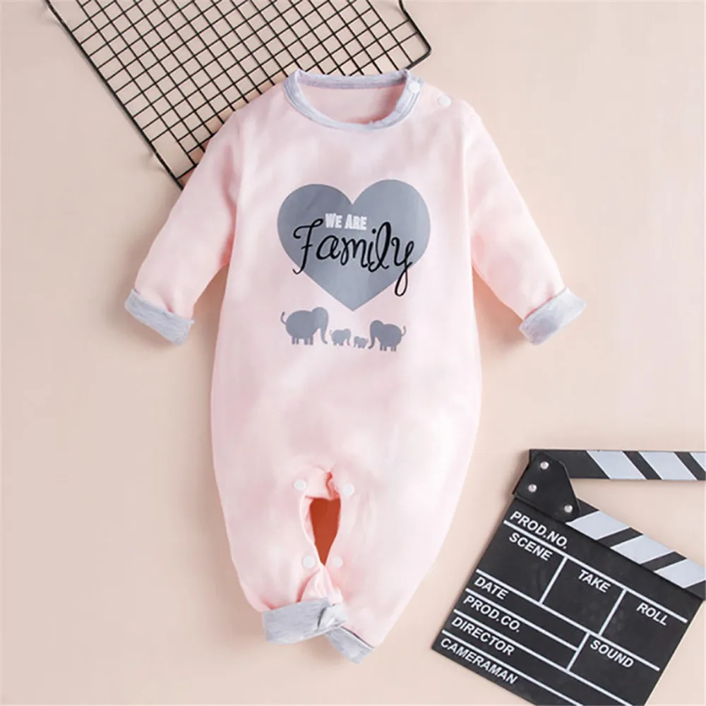 

Newborn Baby Elephant Clothes Pink Heart Print Girl Baby Sleepwear For Newborns Baby's Rompers Casual Jumpsuit For Kids