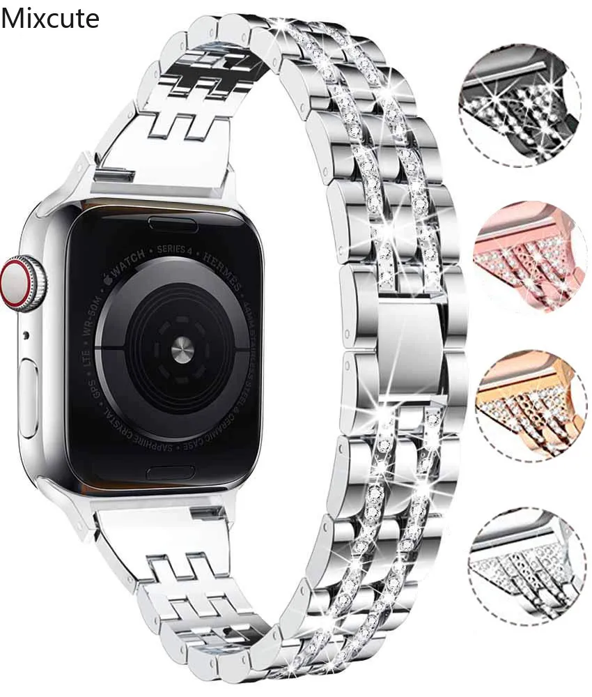 Металлический ремешок для часов apple watch 40 мм 44 без пятен iwatch 38 42 роскошный браслет 4