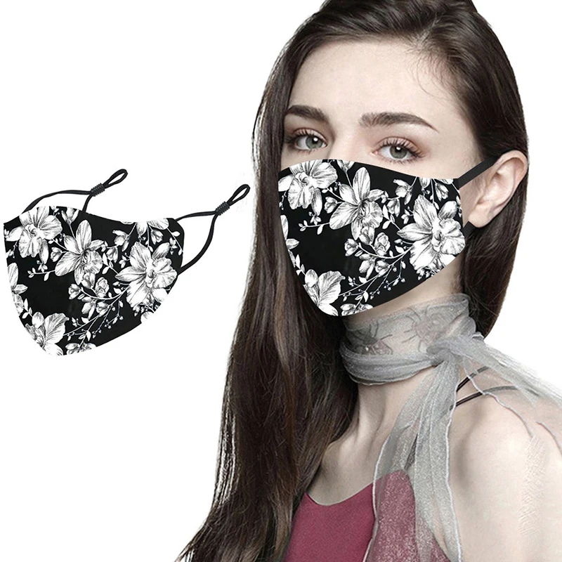 

Sweet All Kinds of Flower Print Mask Adjustable Breathable Mouth Masks for Women Outdoor Dustproof Anti Wind Reusable Face Masks