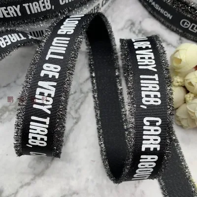 Новинка ковбойская кружевная лента 10 м/лот с белыми буквами синего и черного