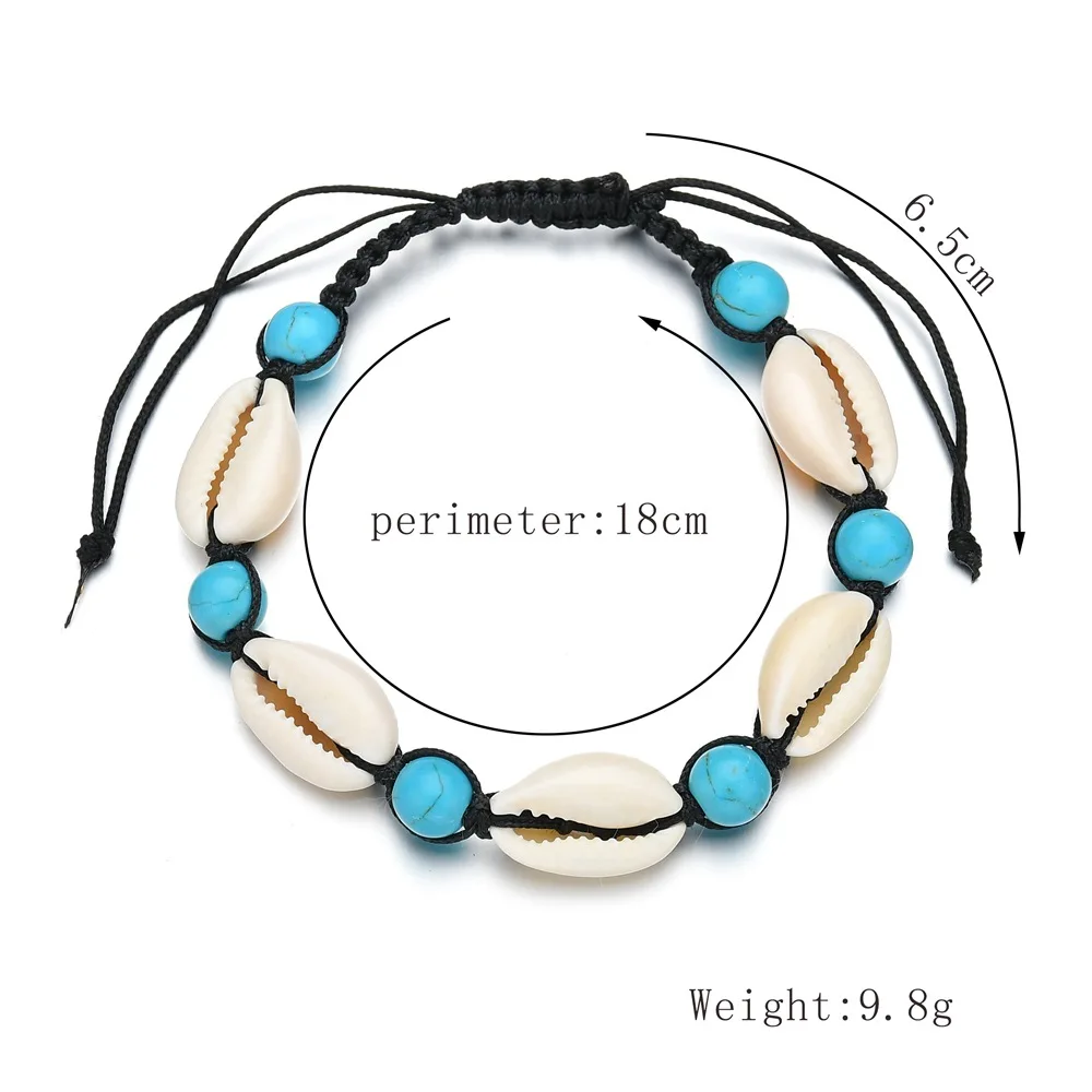 

Shell Anklet For Women White Blue Shell Beads Anklets Summer Beach Barefoot Bracelet ankle on leg Ankle strap Bohemian Accessory