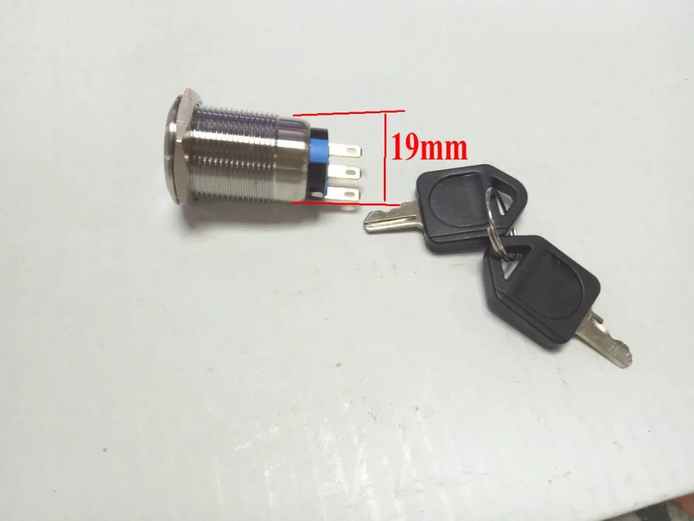 10set 19mm Key Lock Button Switch Flat Round Stainless Steel Metal ON/OFF New | Обустройство дома