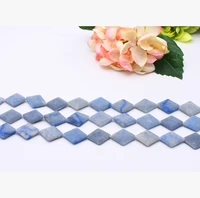 natural blue aventurine diamond shape loose round beads 20x30mm matt surface
