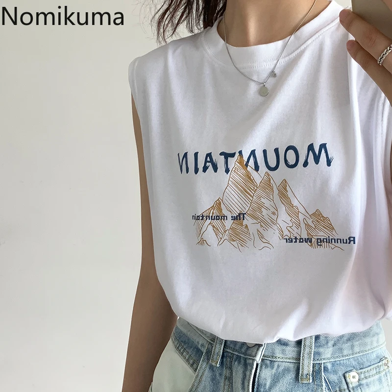 Женские футболки с принтом Nomikuma повседневные круглым вырезом без