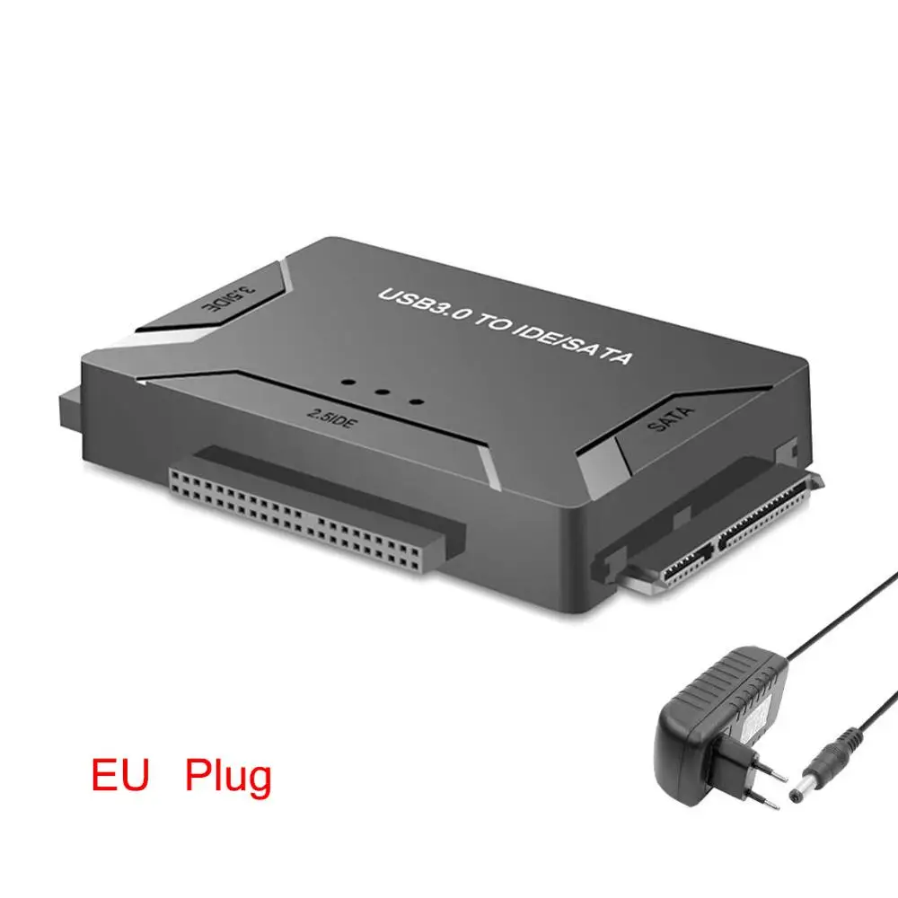 EU PLUG Универсальный конвертер USB3.0 для SATA/IDE 2,5 дюйма 3,5 дюйма Внешний чехол на жесткий диск коробка адаптер кабель 5 Гбит/с высокая скорость для портативных ПК - Цвет: EU PLUG