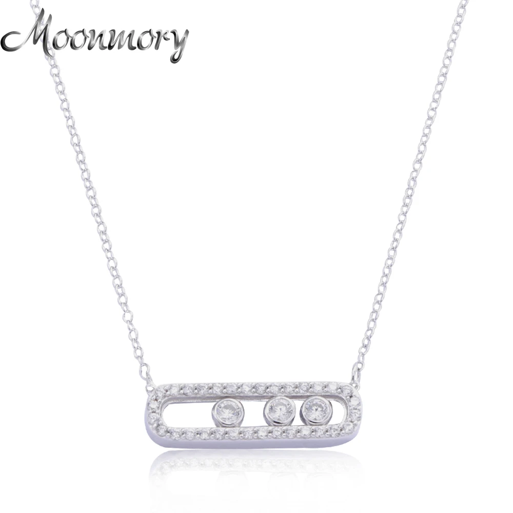 Женское длинное ожерелье из серебра 925 пробы с подвеской движущегося