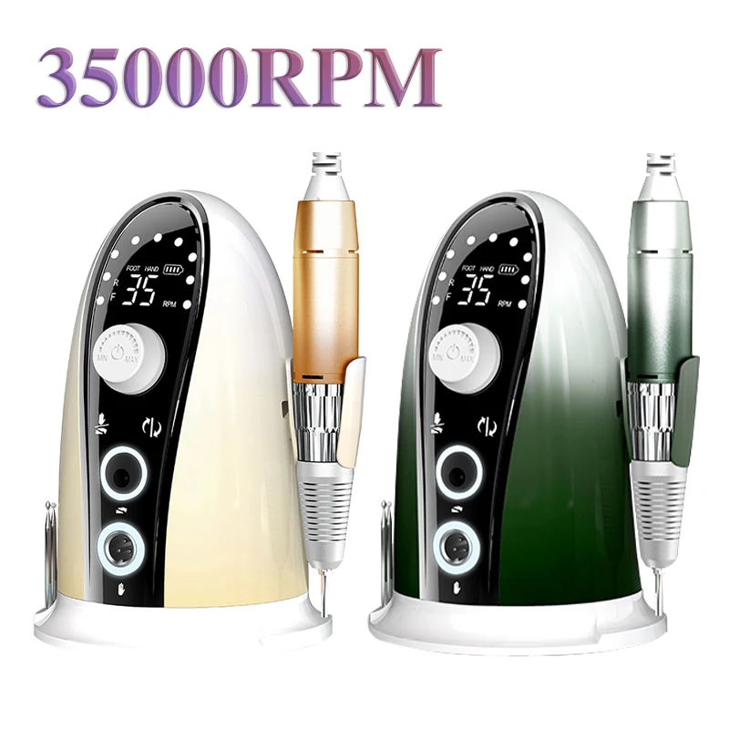 Nail Drill Manicure Machine 35000RPM High Speed Pedicure With Drill Bits Set Mill Cutter Chargeable Salon Use Nail Art Equipment