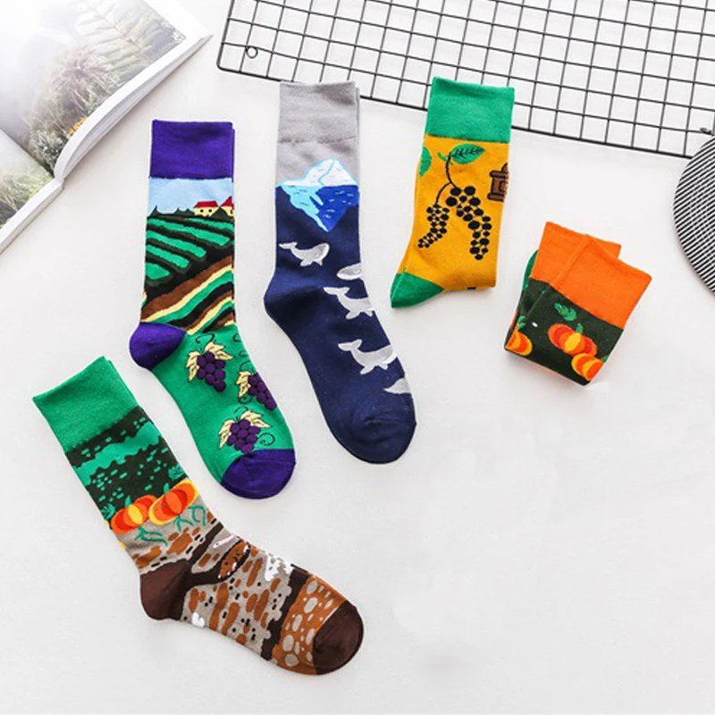 Зимние новые модные женские носки в уличном стиле Харадзюку Модные Винтажные с