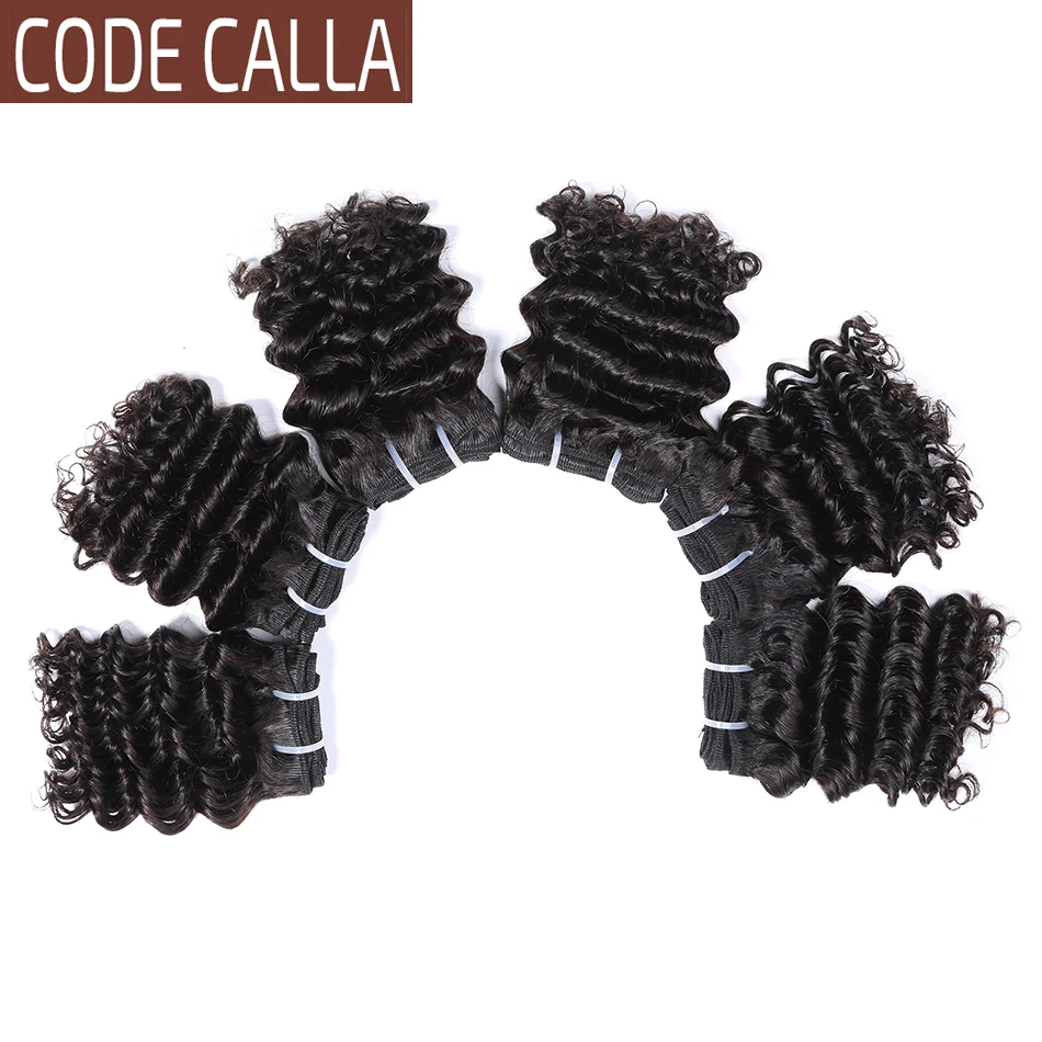 

Индийские короткие пряди человеческих волос с глубокой волной естественного цвета, 6 дюймов, глубокие кудрявые накладные волосы без повреж...