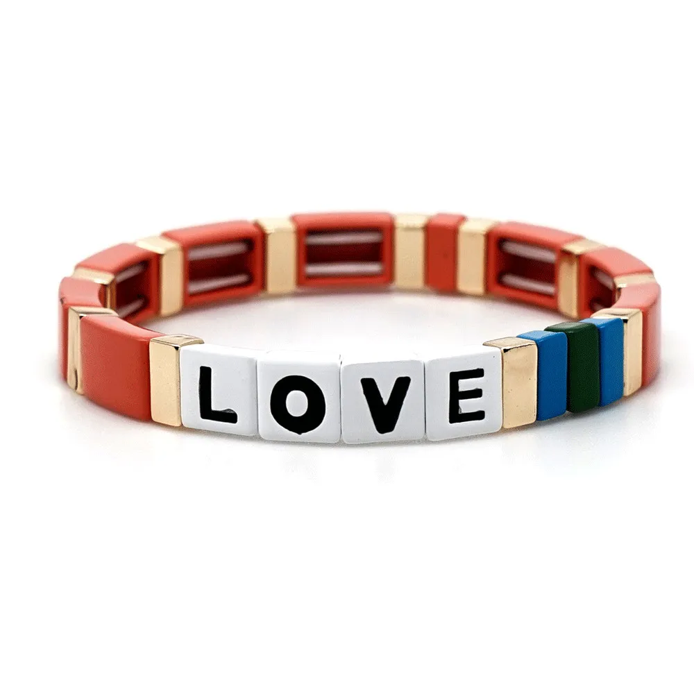 Shinus плиточный браслет для женщин и мужчин Pulseras Mujer женские любовные Браслеты с буквами красочные ювелирные изделия летние пляжные заводские магазины на заказ