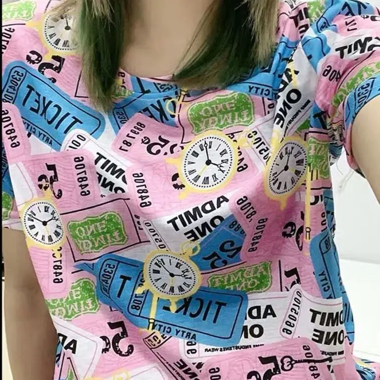 

Summer short sleeve T-shirt European 2020 new fashion printing fashion brand versatile top slim bottomed shirt