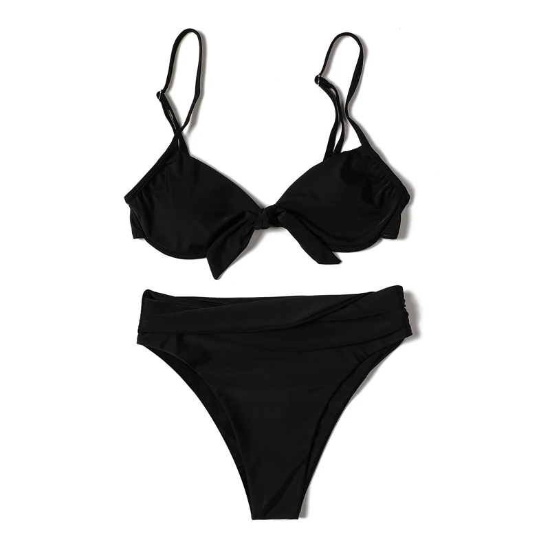 

Черное бикини с бантом и высокой талией, бразильское сексуальное бикини, Новое поступление, бюстгальтер с мягкими бретельками, купальник, ж...