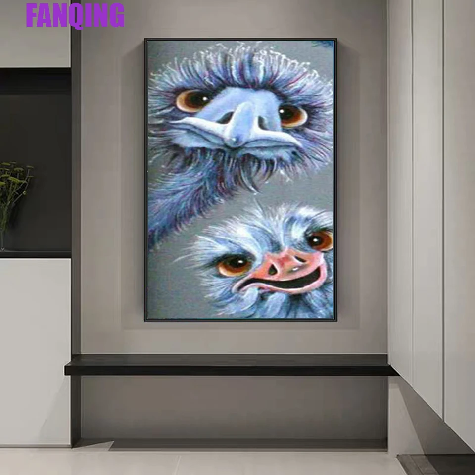 

5D алмазная живопись «сделай сам», полноразмерная круглая Страусиная Алмазная мозаика, картина с животными, вышивка Стразы, домашний декор